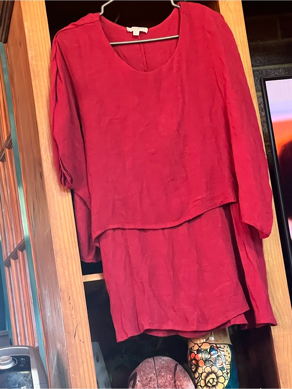Umgee Layered Red Tunic Blouse